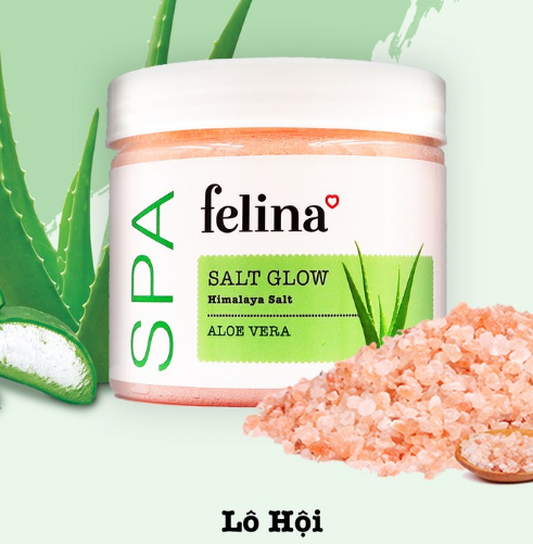 muối tắm,Tẩy tế bào chết Felina 500g - Muối hồng Himalaya
