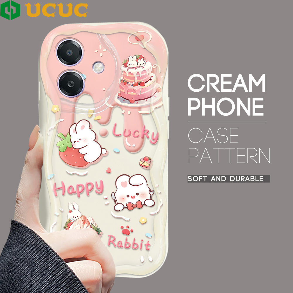 UCUC%20for%20OPPO%20A3X%204G%205G%20Back%20Cover%20Cute%20Penguin%20Cream%20Texture%20Wavy%20Edge%20Soft%20Silicone%20Phone%20Case%20-%20Image%202