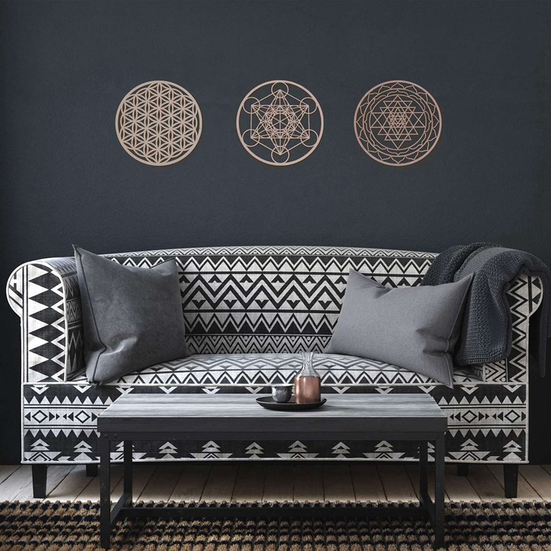 3Pcs/Set Sacred Geomtry Wall Art Set Wooden Wall Art, Sacred Geometry ...