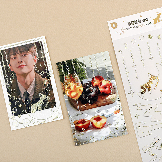 Tấm sticker Hologram, Twinkle line decor toploader, trang trí