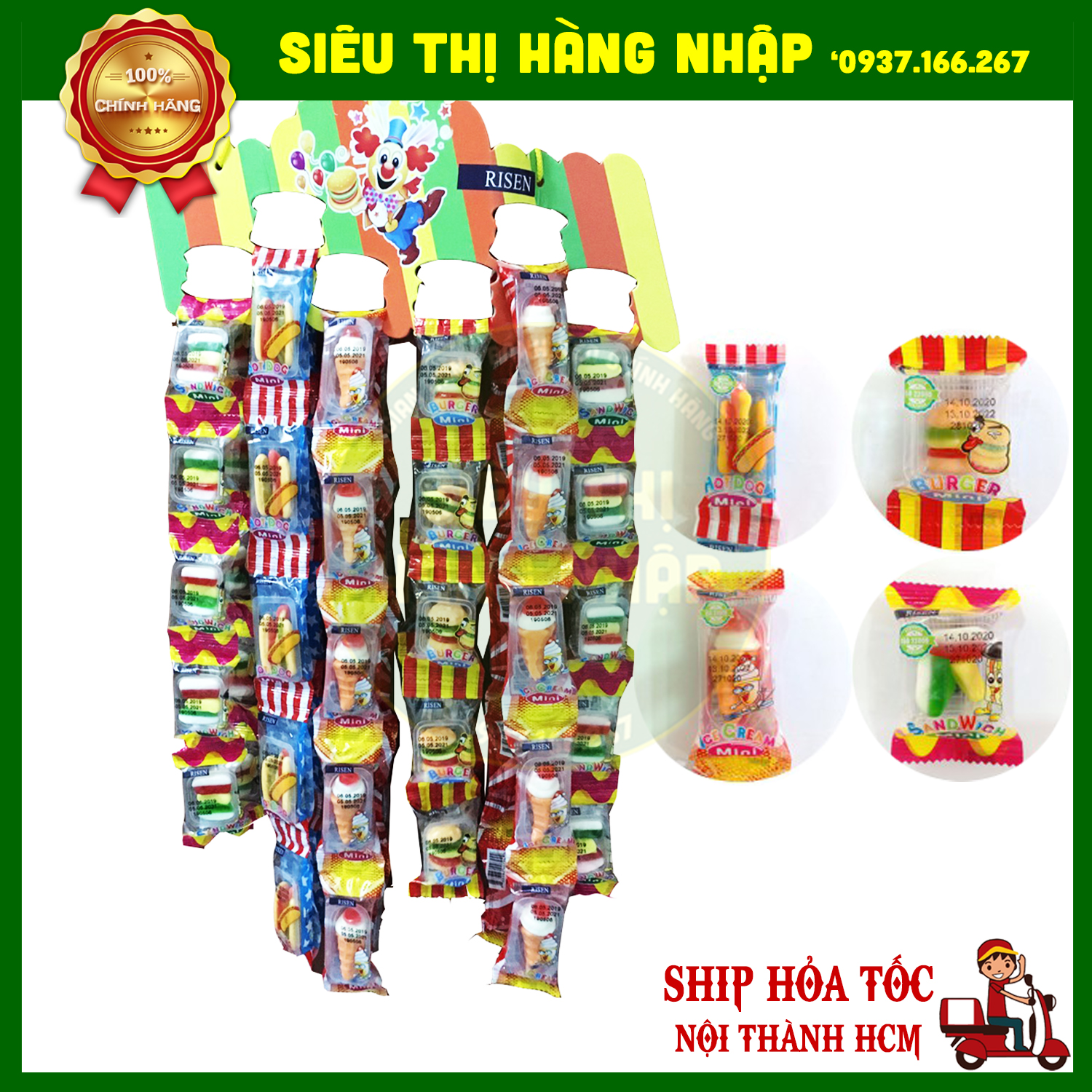 [Lốc 60 cái] Kẹo dẻo Gummy Mini Risen USA