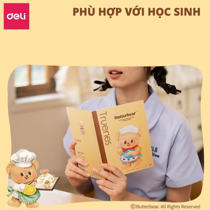 Vở Kẻ Ngang Deli BUTTER BEAR 80 Trang Vở Học Sinh Ghi Chép Đa Dạng Mẫu Mã Cấp 2 3 Đại Học Làm Quà Tặng Đồ Dùng Học Tập - Hình ảnh 7