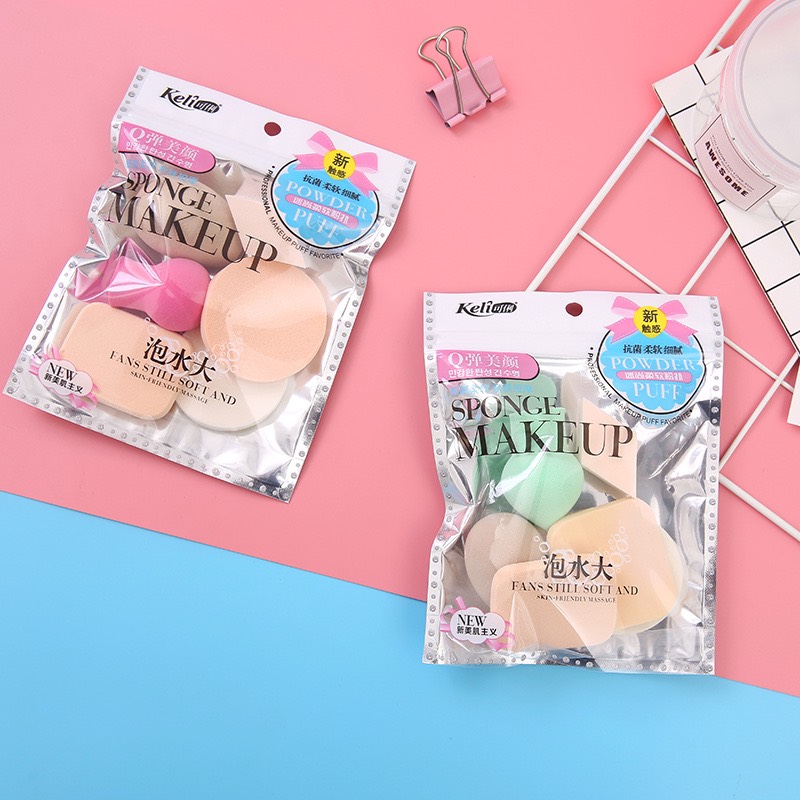 [HCM]Bông mút trang điểm tán kem nền phấn phủ Keli combo 6 miếng