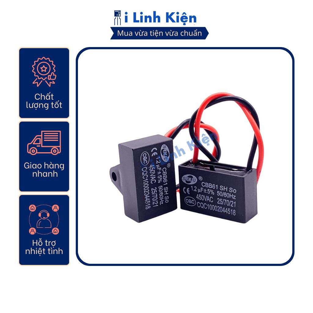 Tụ quạt 1.2uF dây CBB61 loại tốt
