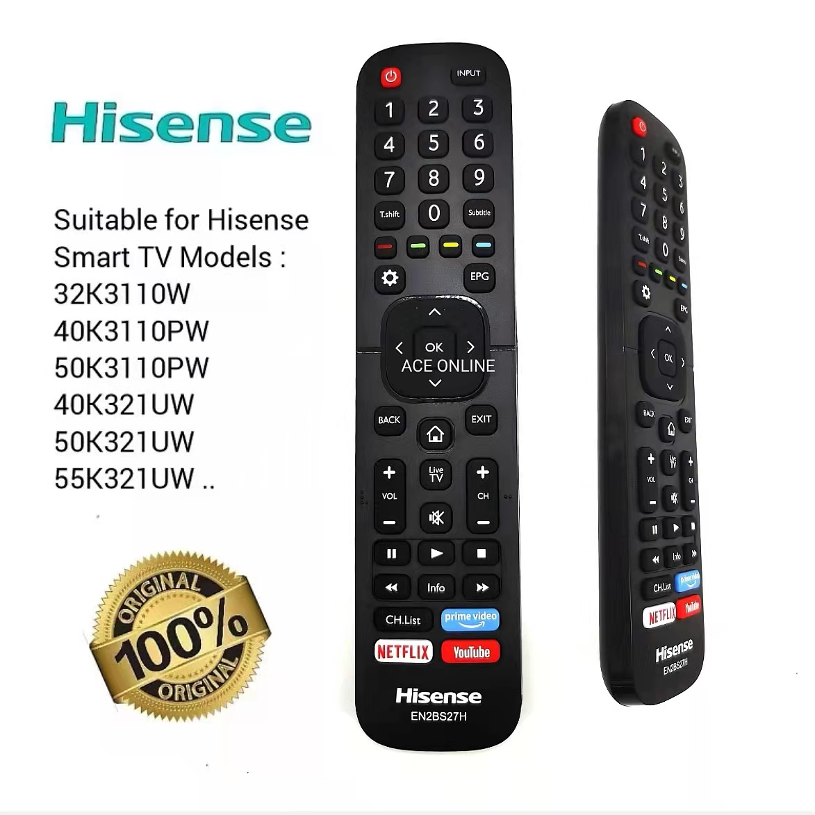 Telecomando Universale ALLIMITY EN2B27 Per TV Hisense - Sostituto Per Modelli K3110, K321UW E Molti Altri