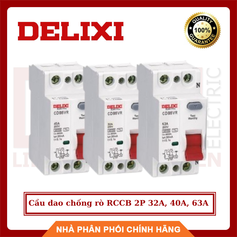 Cầu dao chống rò RCCB 2P 32A, 40A, 63A Delixi