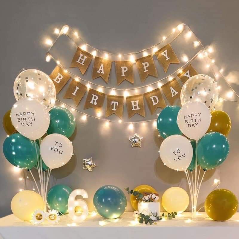 Set Trang Trí Kiểu hàn Quốc Đơn Giản ( Khuyễn Mãi Khủng Tặng Bơm + keo + mũ sinh nhật)