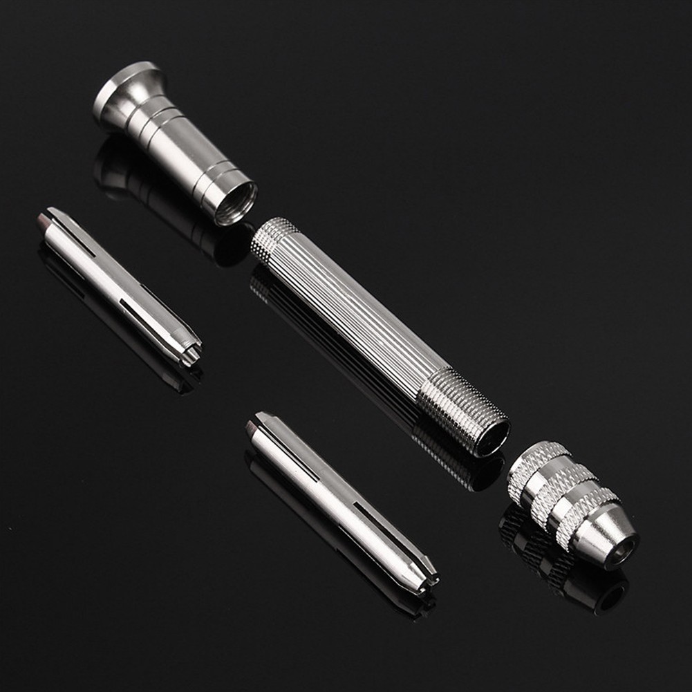 HOMETOOL Hand Drill Drill Bits Kits Making DIY Mini Precision Silver Aluminum Alloy