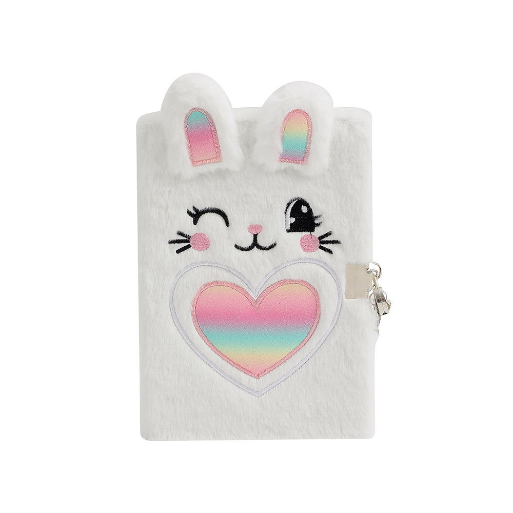 A5 Notebook With Lock Lockable Children's Notebook Cute Plush Diary Book New Kids' Notebook Cartoon Notebook With Lock