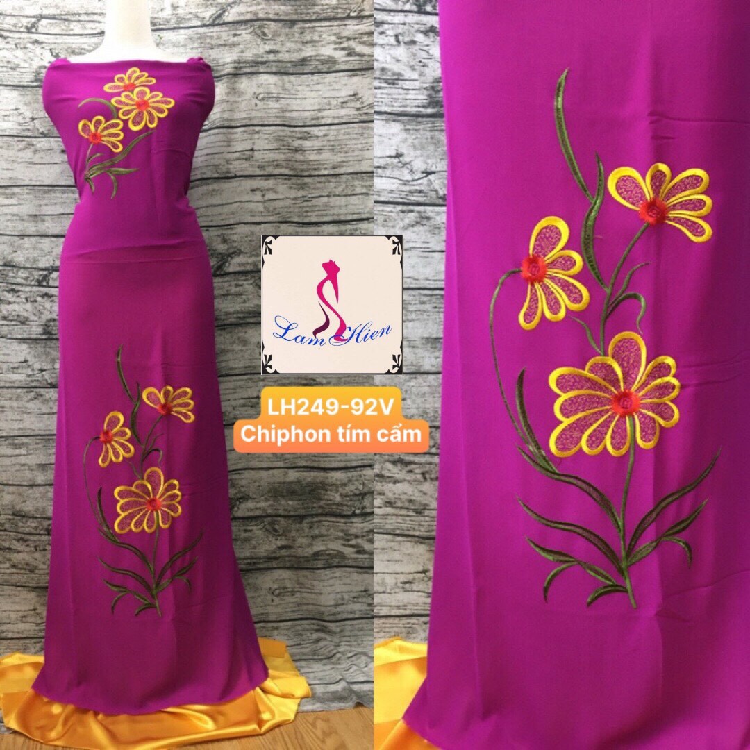 Vải may áo dài bông thêu modell LH249