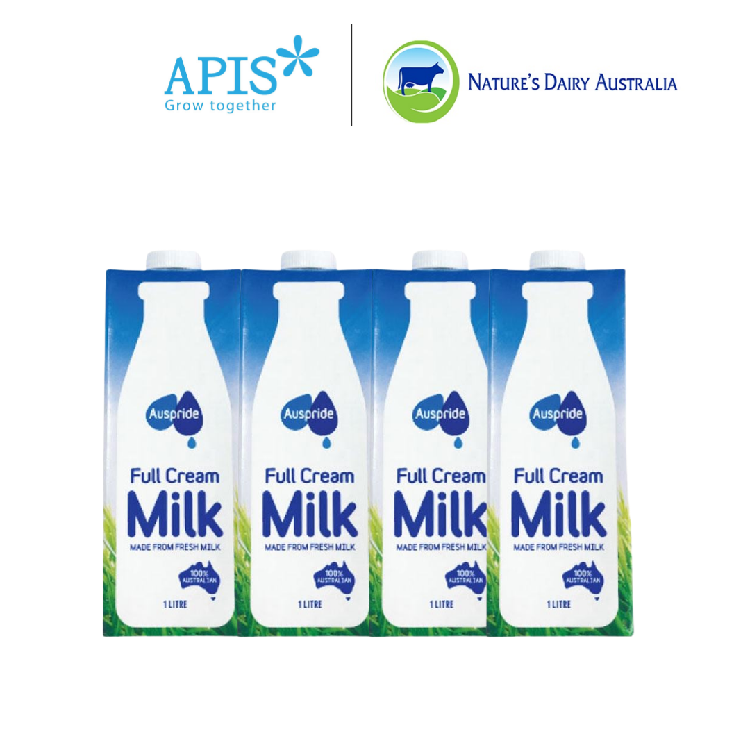 Combo 4 Hộp Sữa Tươi Tiệt Trùng Úc Full Cream Không Đường - Dung Tích 1L