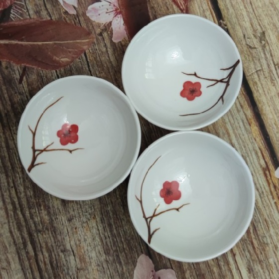 Chén đựng nước chấm hồng mai sứ Minh Long - chén đựng nước chấm sứ Minh Long
