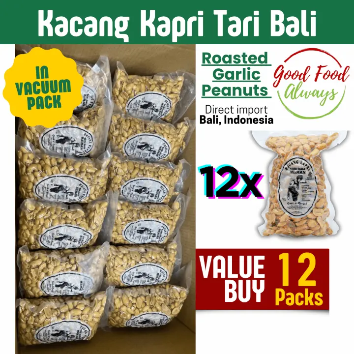 12 packets - Kacang Kapri Tari Bali 300g | Roasted Garlic Peanuts | VACUUMED PACK