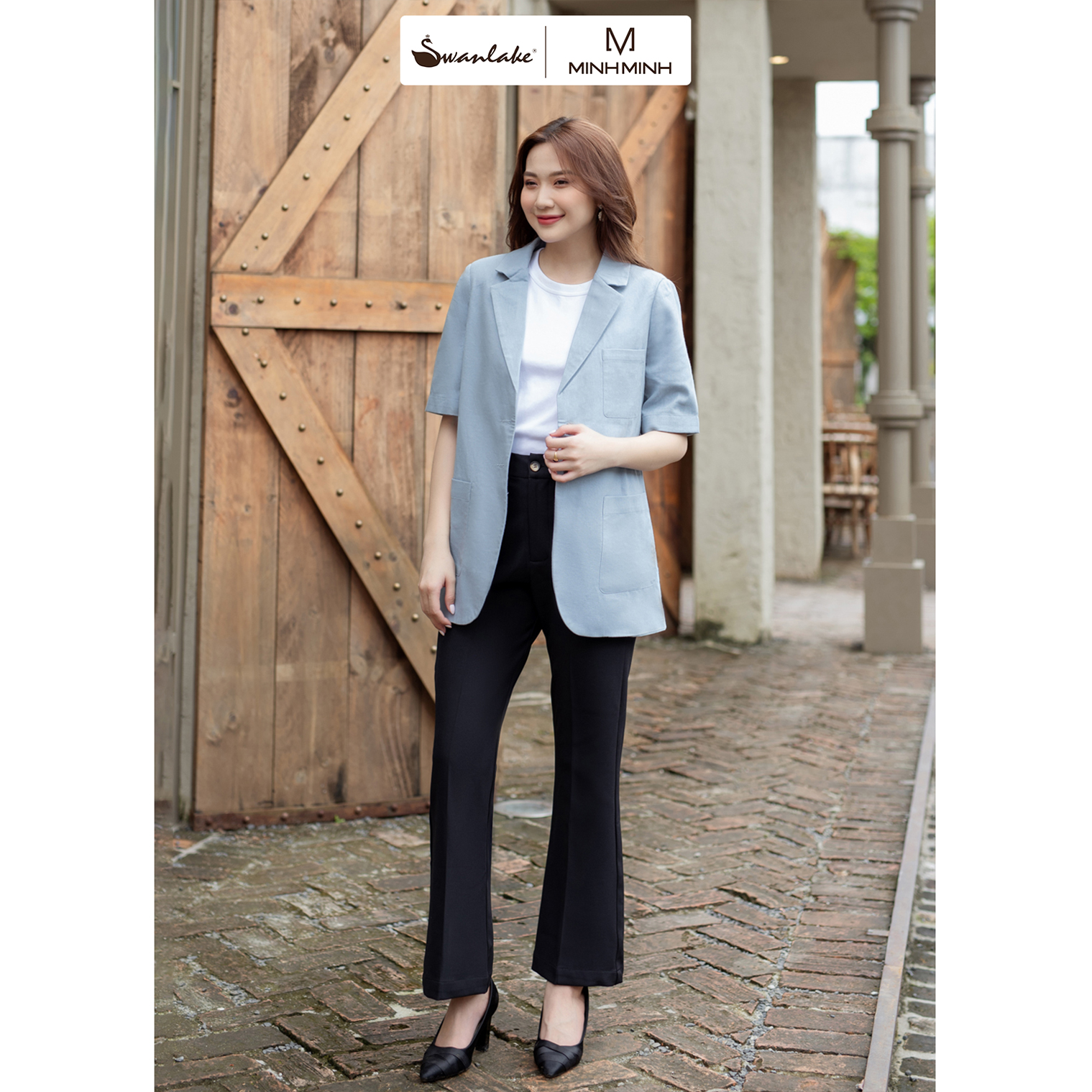 Áo blazer /vest nữ tay lỡ vải linen - a11081lw01