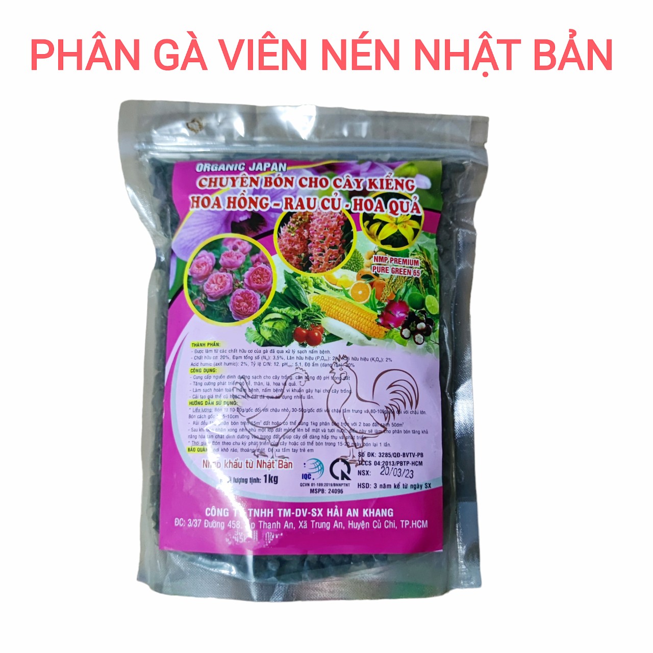 Phân gà hữu cơ Nhật Bản viên nén đã qua xử lý dùng ngày cho mọi cây trồng