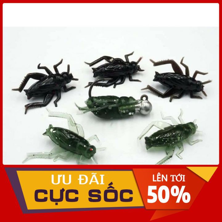 Mồi dế mồi mềm hình con dế mini mồi côn trùng mềm mồi pesca trọng lượng nhẹ nổi 1 gói 10 con