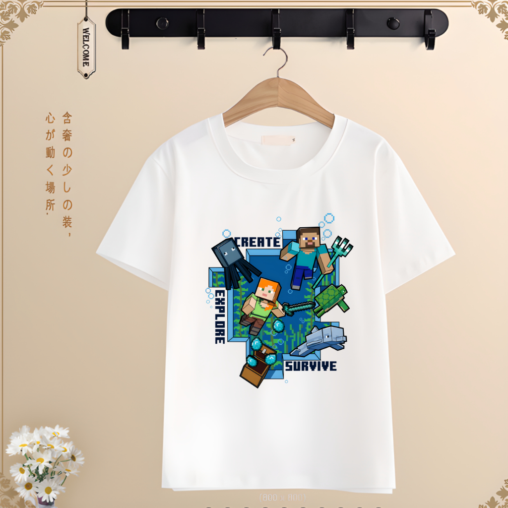 Áo thun 3D Minecraft cho bé trai bé gái