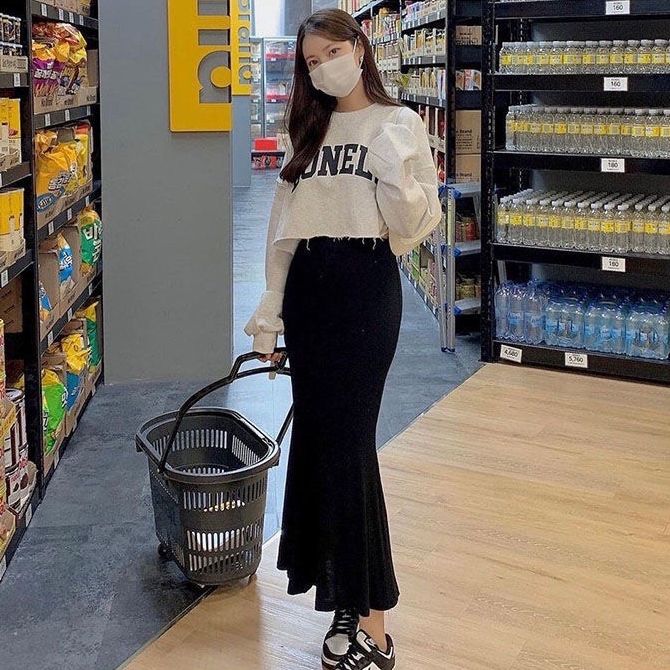 Set croptop Lonely - chân váy đuôi cá len tăm cao cấp (freeship)