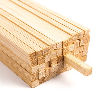 Thanh gỗ thông vuông 1cm x 1cm dài 1m2 làm đồ nội thất, trang trí, được bào láng 4 mặt