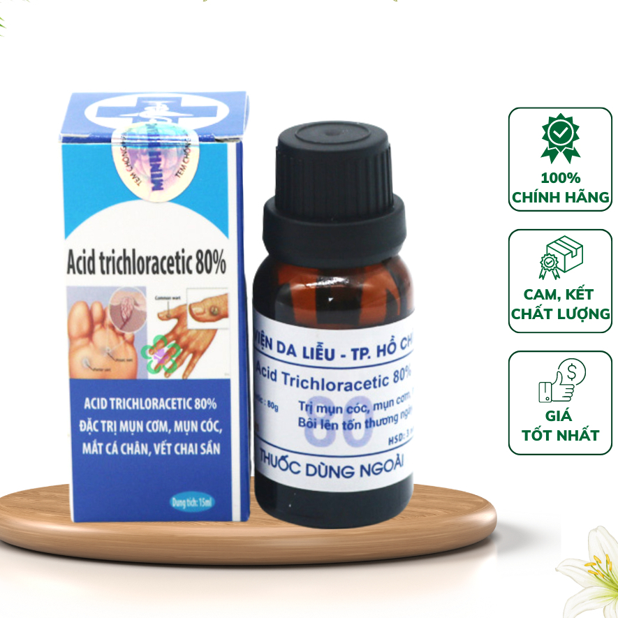 Loại bỏ mụn cóc, mụn cơm, mắt cá chân, mụn thịt, nốt chai sần viện da liễu - Acid Trichloracetic 80%