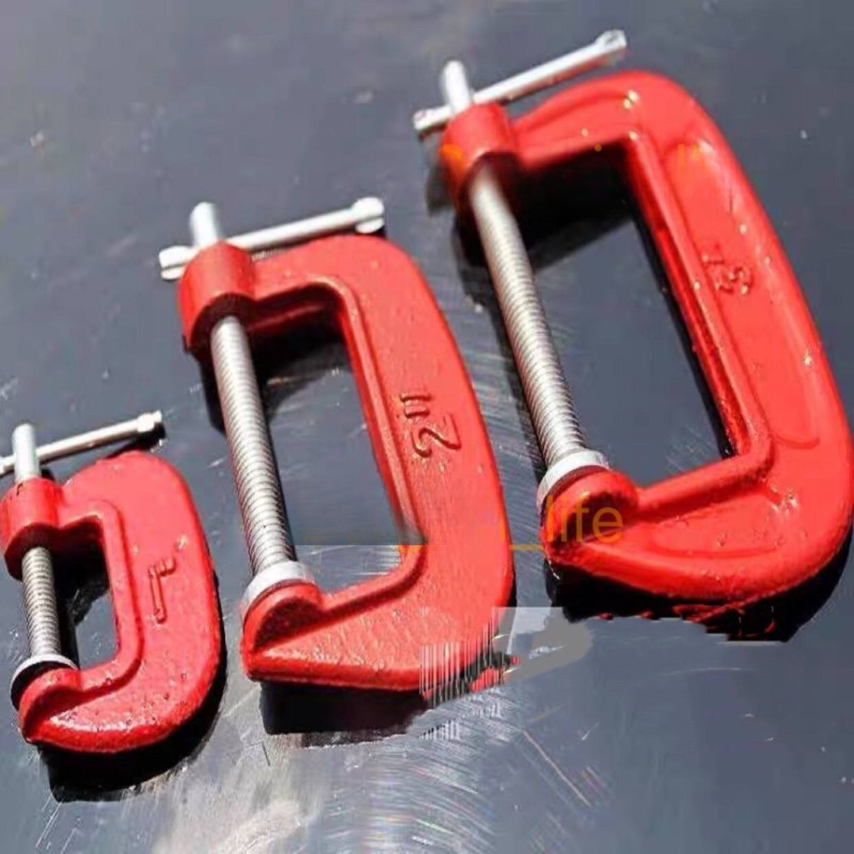Wideskall 3-Piece Heavy Duty C-Clamp Set – 2 Inch Metal G-Clamps For Woodworking, Carpenter, Handyman