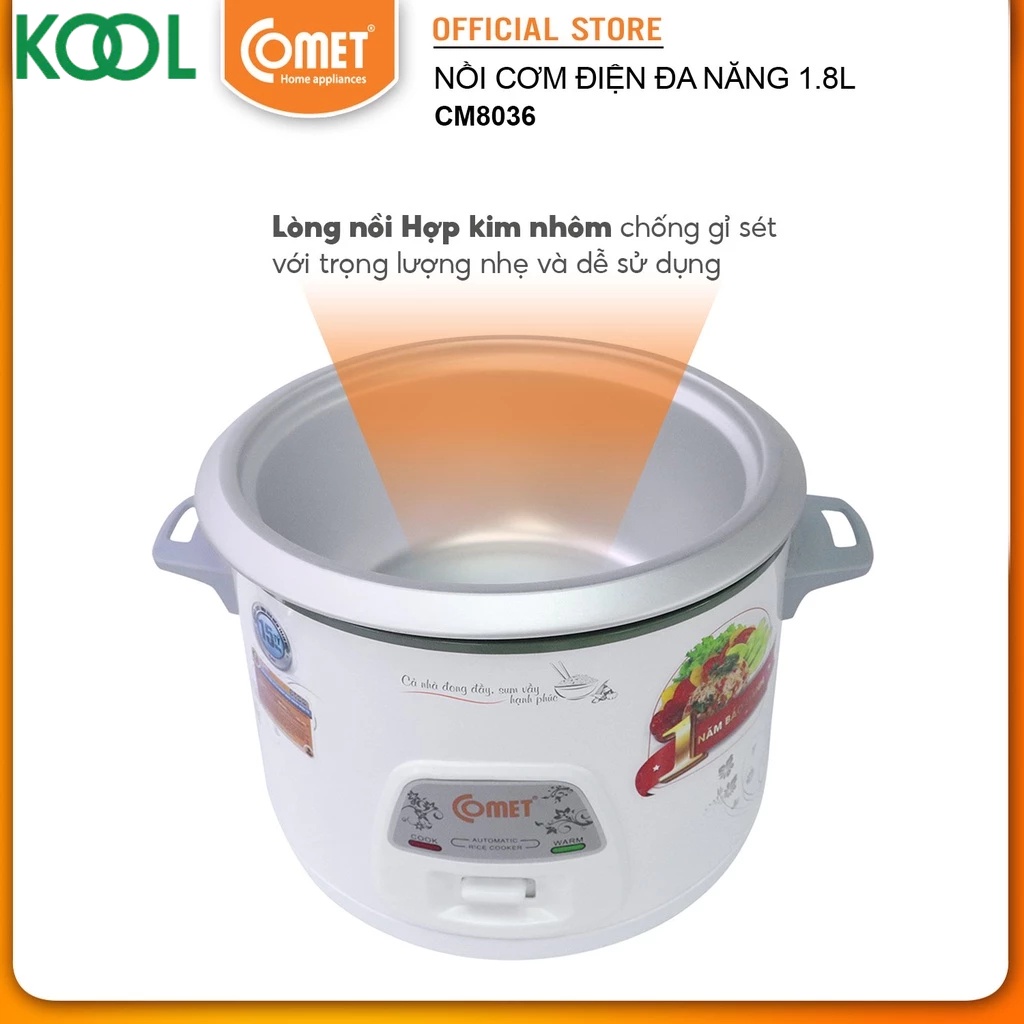 Nồi cơm điện nắp rời 1.8L Comet - CM8036 ( hỏa tốc TPHCM )