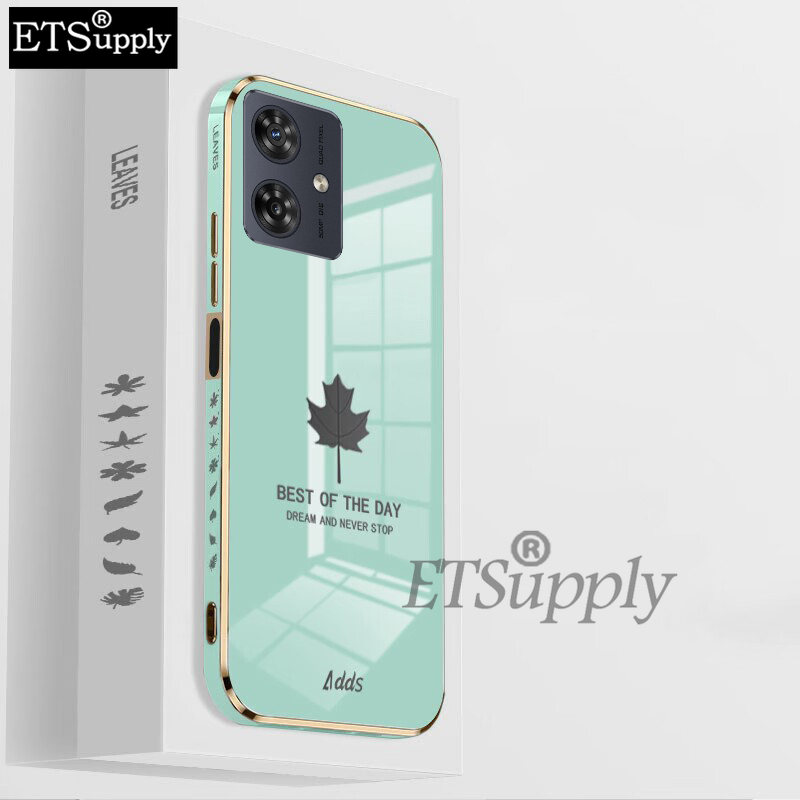 Phone case For Motorola G64 Back cover Shining Maple Leaf Design soft plating Back cover Motorola Moto G64 case. 