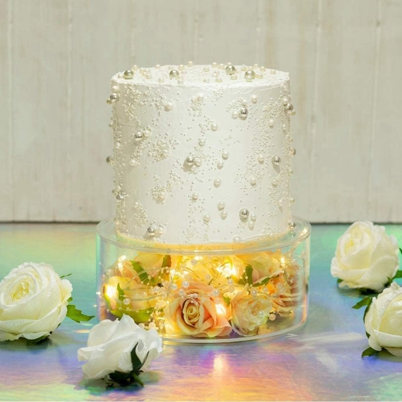 Clear Acrylic Cake Stands, Fillable Cake Box, Round Cake Display Box with Lid, Decorative Centrepiece Box for Wedding