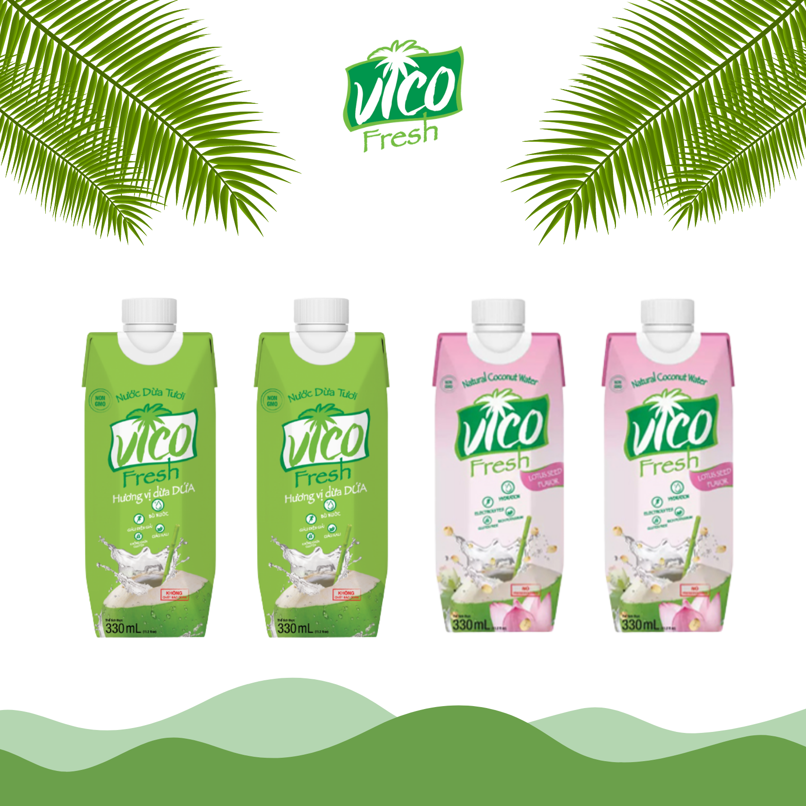 Combo 4 hộp nước dừa vico fresh 330ml