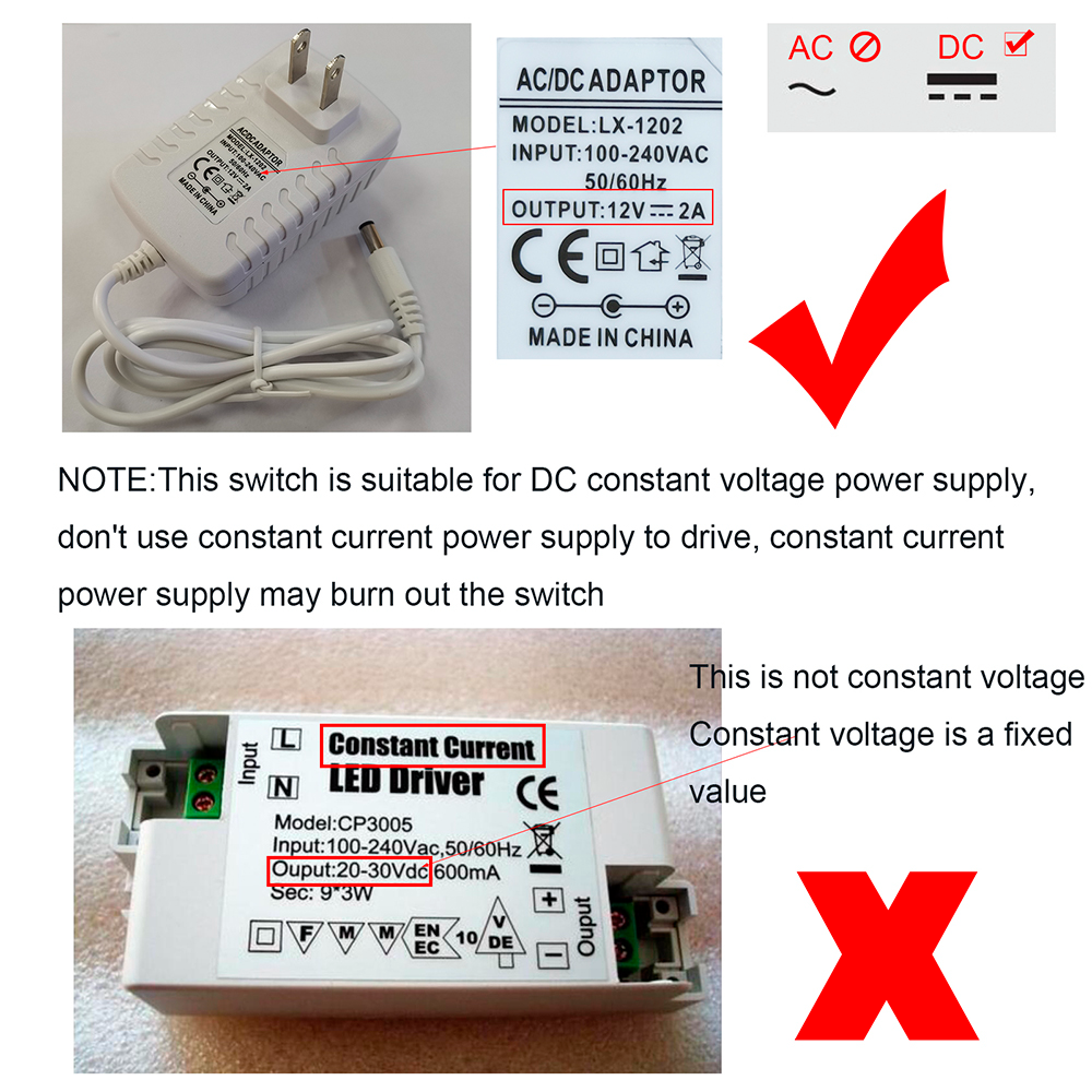 Led Dimmer 12v Touch Button Control Stepless Dimmable Switch For Led Strip Dc 5v -24v. 