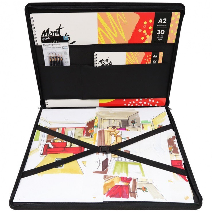 Cặp Đựng Tranh Mont Marte Portfolio Màu Đen A3