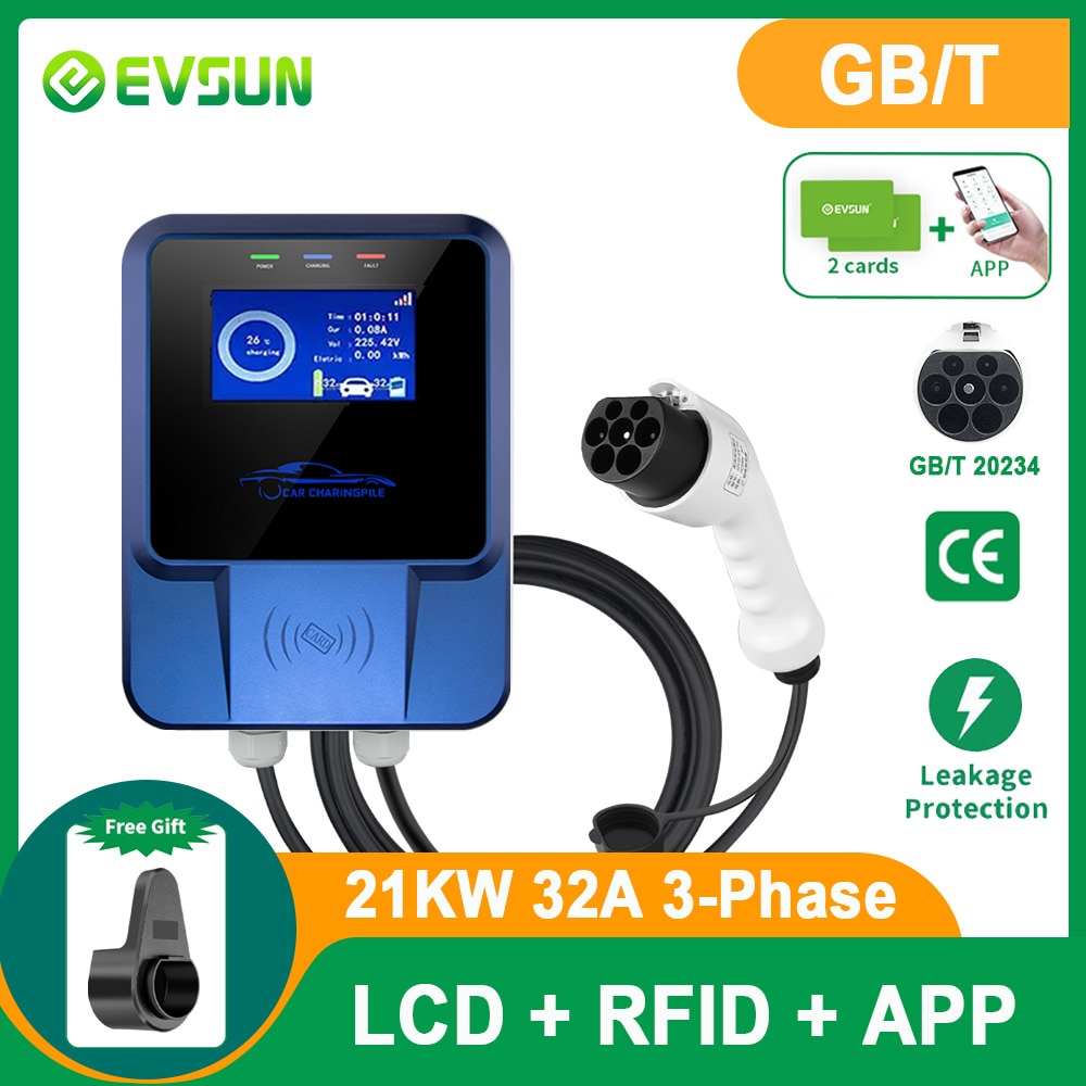 EVSUN EV Charger Type 2 IEC62196-2 APP Wifi Control 21KW 3 Phase