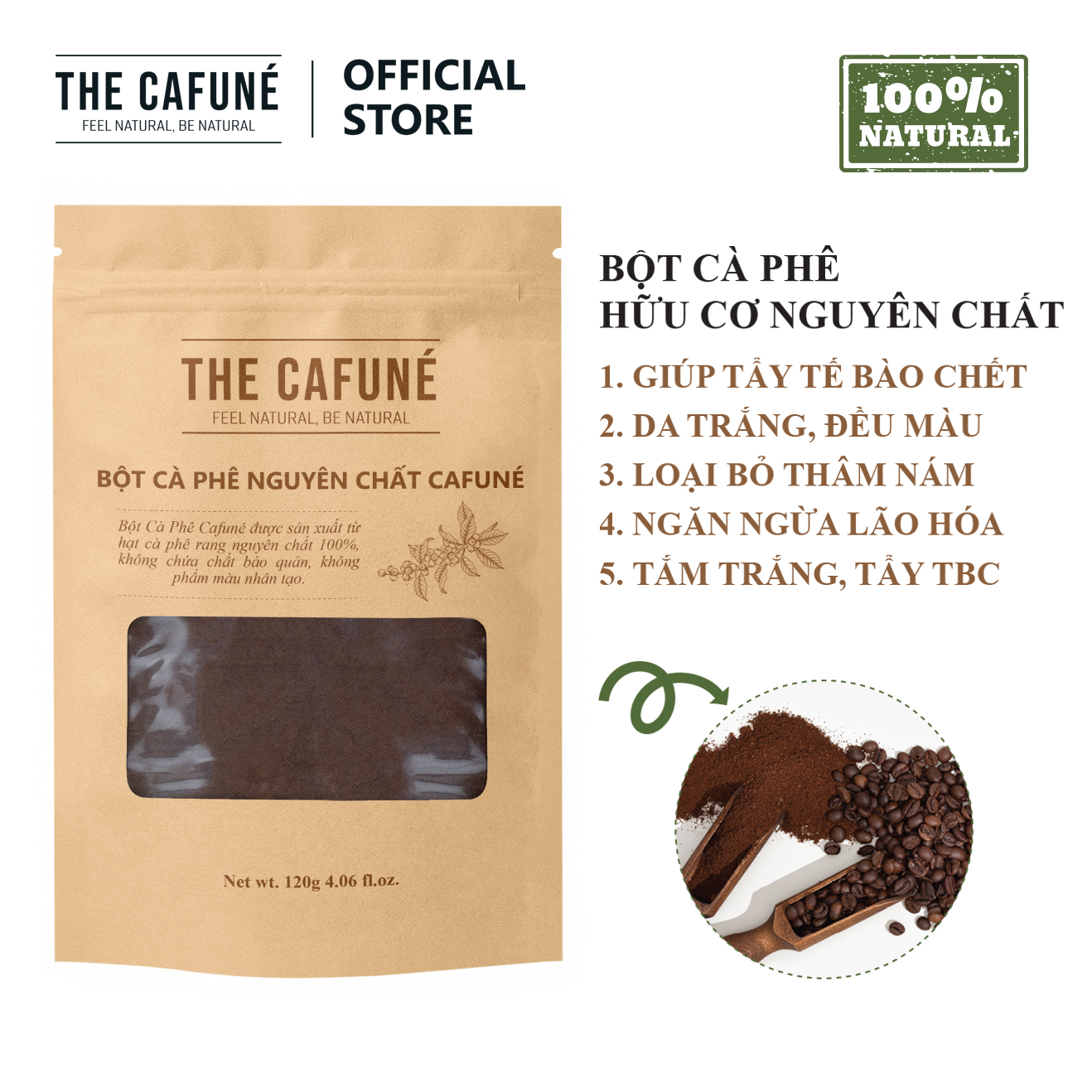 Bột cà phê Cafuné - hữu cơ nguyên chất 100% (120 Gram)