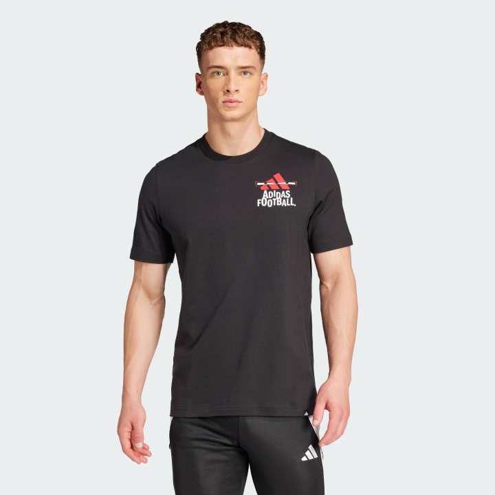 adidas Bóng đá Áo Thun Graphic Bóng Đá Nam Đen JD8216