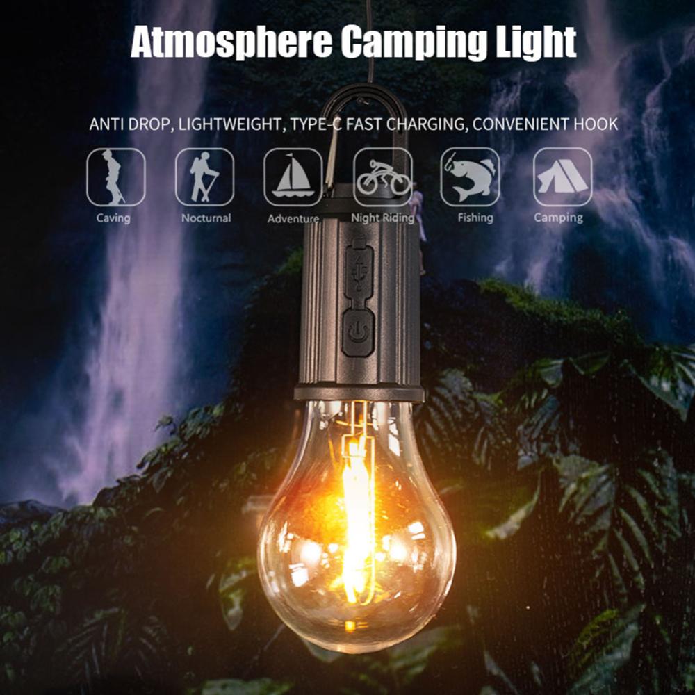Hanging Flashlight with Hook Camping Lantern 600mAh Portable Camping Light Type C Charging Waterproof for Hiking Fishing