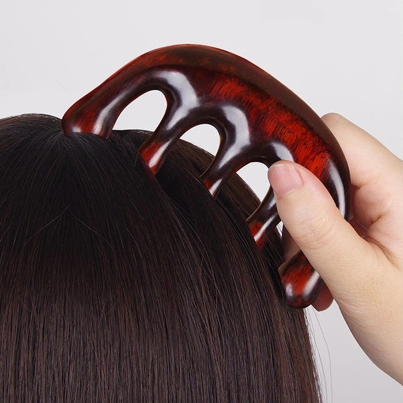 Natural Green Sandalwood Wide Tooth Massage Comb, Anti-Static Detangling Scalp Care Hair Tool
_voghion.com