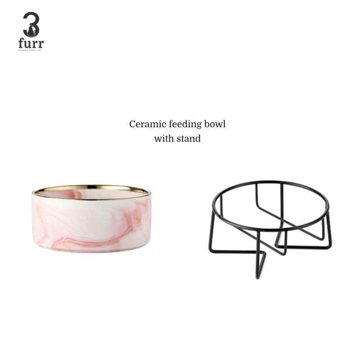 marble elevated dog bowls