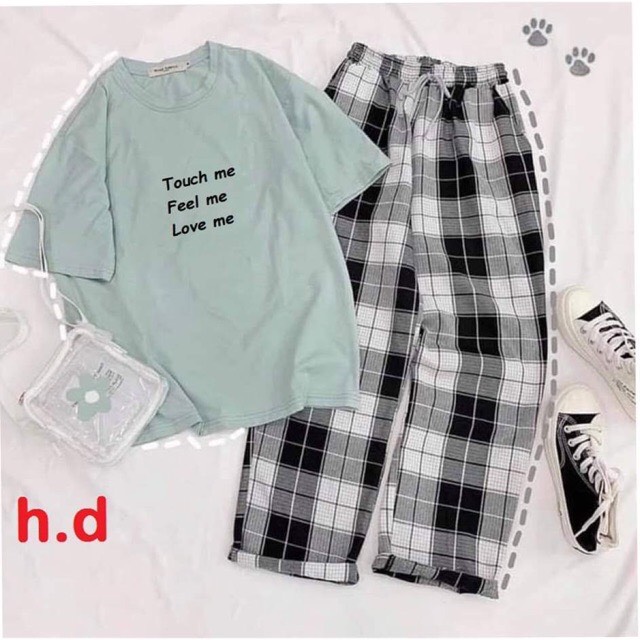 Sét áo touch me + quần kẻ caro đen HĐ12