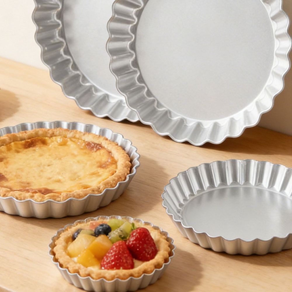 Bakeware Edge-patterned Egg Tart Molds Nonstick Flower Shape Pizza Baking Pan Aluminum Fluted Pie Plate Mould Baking.