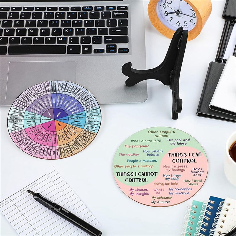2 Pcs Things I Can Control Therapy Office Desk Decor Feelings Wheel ...