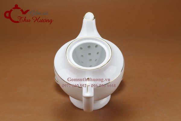 Bộ ấm chén Bát Tràng dáng Cúp S2 vàng kim