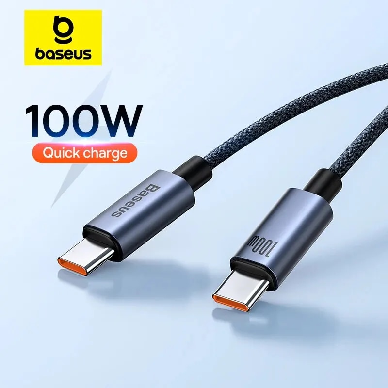 Baseus 100W USB C To Type C Cable For iPhone 15 Plus Pro Max PD Fast Charging Charger Cable Data Cord For Macbook Xiaomi Samsung t6jqag