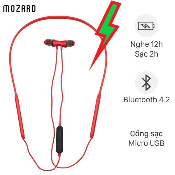 Tai nghe Bluetooth Mozard Q6 Đỏ -thể thao
