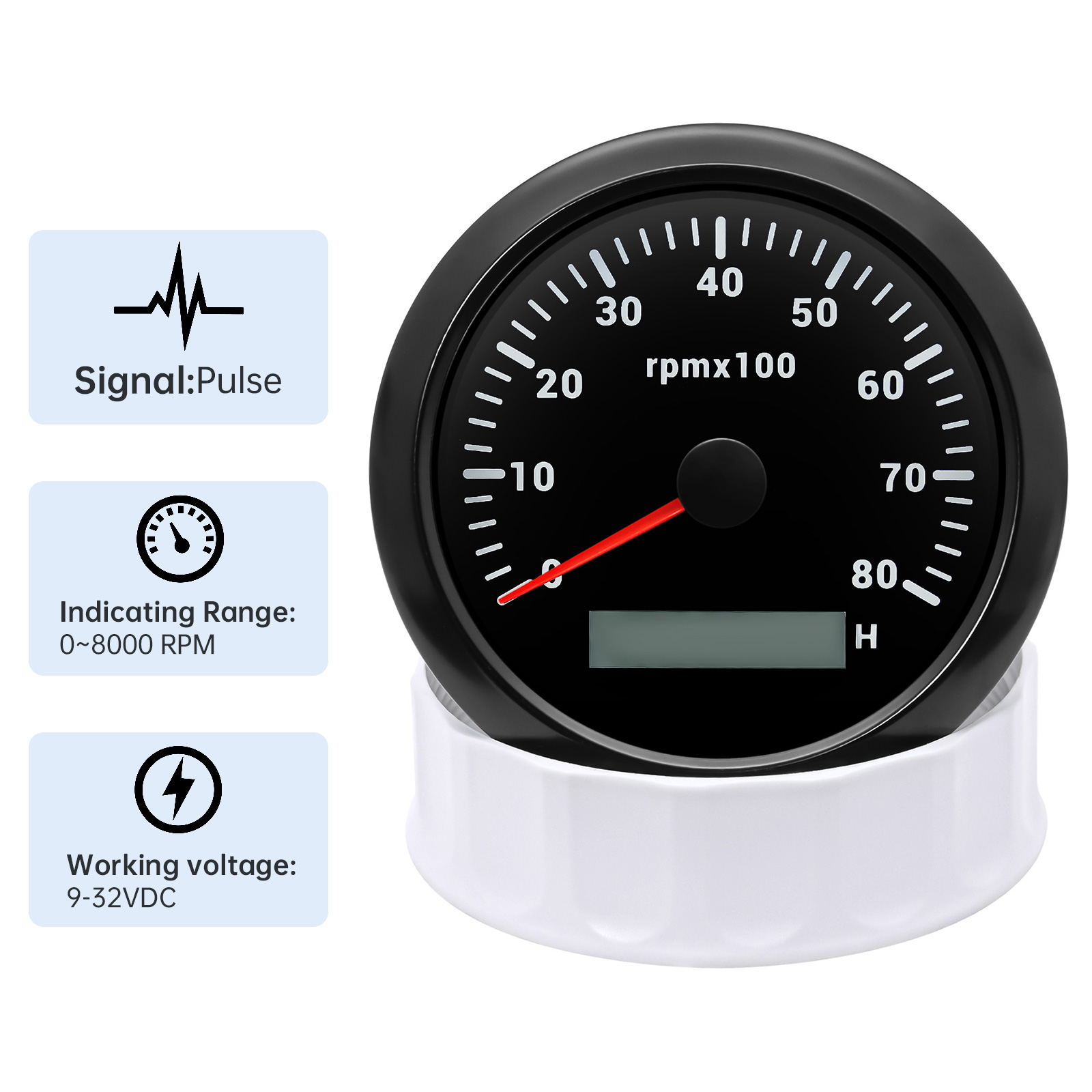 Waterproof 85mm Tachometer 3000/4000/6000/7000/8000 RPM Tacho Gauge For ...