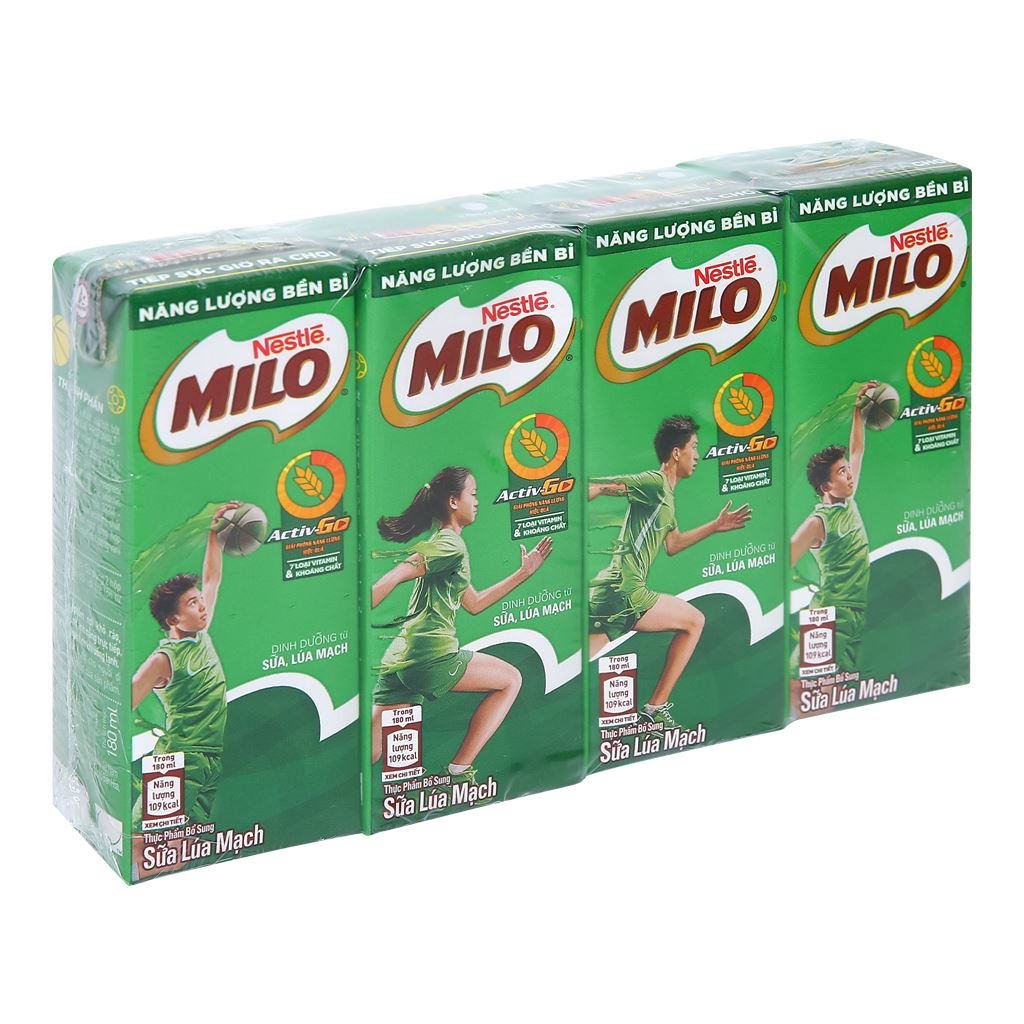 Lốc 4 hộp thức uống lúa mạch Milo Active Go 115ml/ 180ml