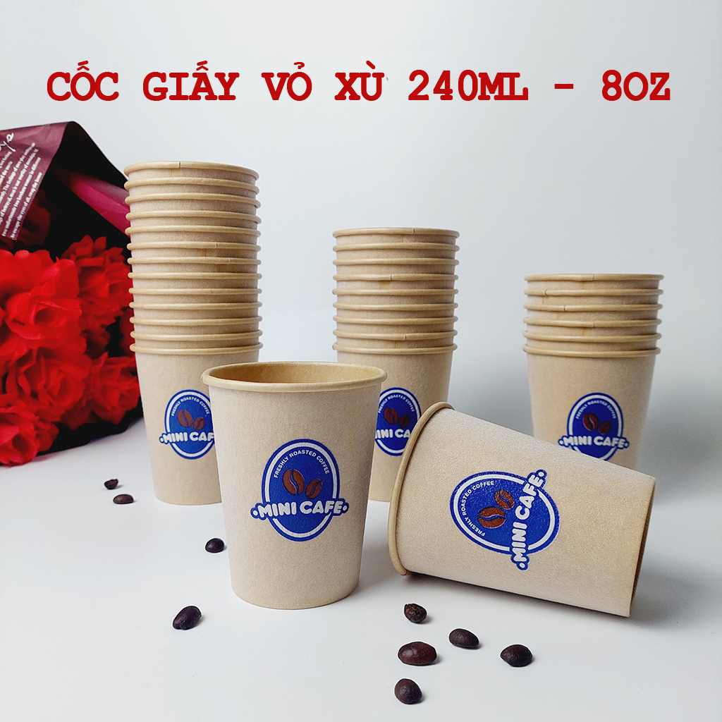 50 chiếc cốc giấy 240ml - 8oz mini cafe Ly giấy NHẬP KHẨU HÀN QUỐC