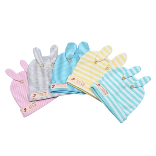 Nón Sơ Sinh Tai Thỏ Mintuu Cho Bé 100% Cotton Co Dãn