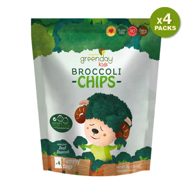 ภาพหน้าปกสินค้าGreendayKids Fruit Farm Broccoli Chips / กรีนเดย์ ฟรุ๊ตฟาร์ม บร็อคโคลี่กรอบ 36 g (แพค 4 ซอง) l มี 4 ห่อเล็กในห่อใหญ่ จากร้าน greenday global บน Lazada