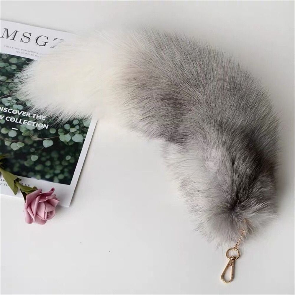 TEWUB Pompoms Animal Tail Keychain Bags Charm Bag Tassel Fur Pendant Keyring Purse Accessory Strap Chain Plush Tail Keychain Car Keyring