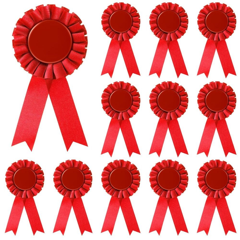 LOENLY TREE Blank Award Ribbon Red Rosette Ribbon Party Accessory Ribbon Rosette Set 1st Place Recognition Ribbons Sports Event